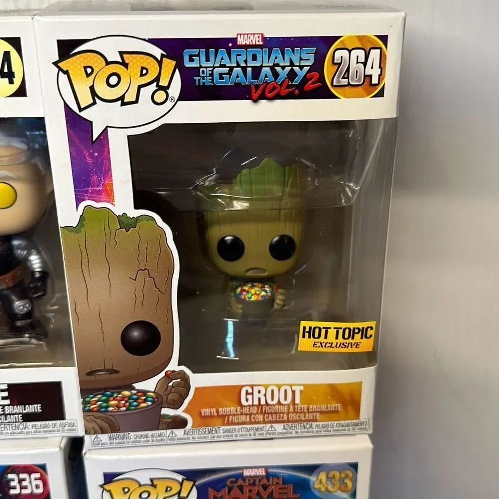 Funko Pop! Marvel 264 Groot #336 Valkyrie #314 Cable #433 Captain Marvel set of‎